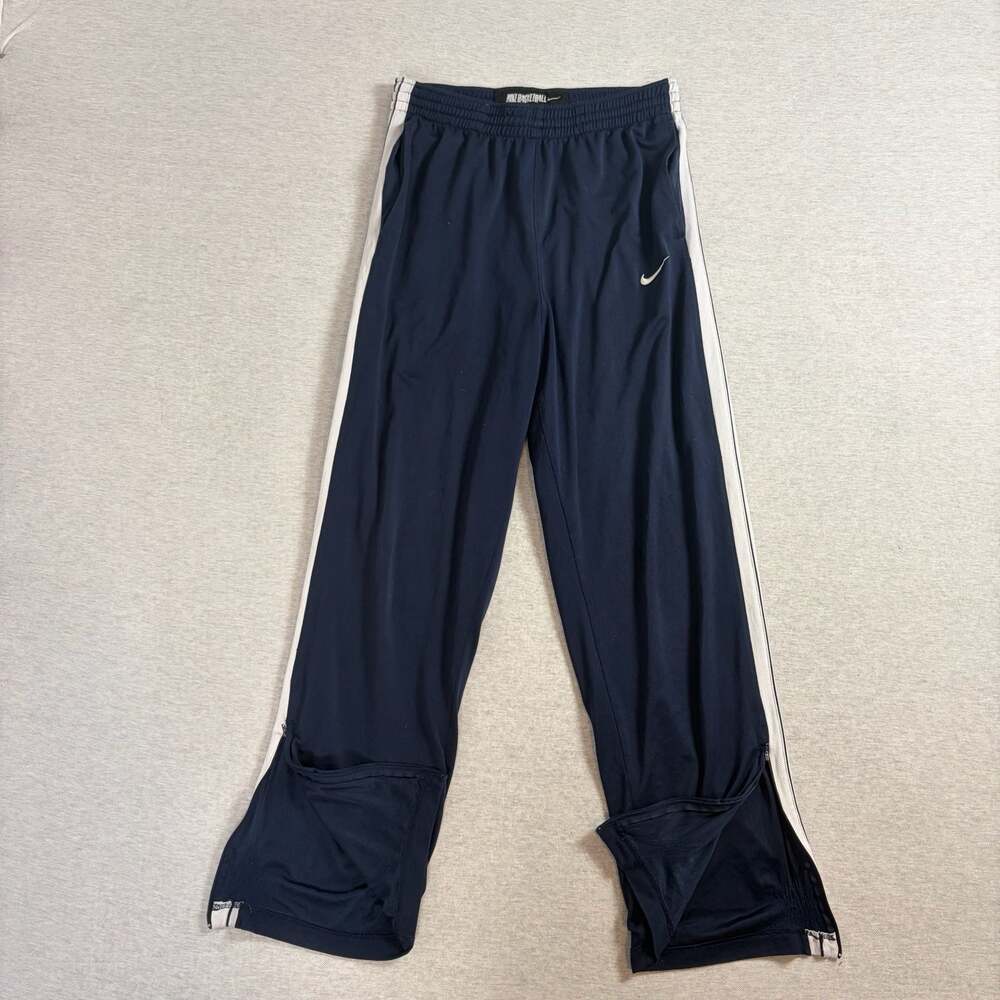 Nike Basketball Men's Navy Blue Athletic Warm-Up Track Pants with Side Zippers